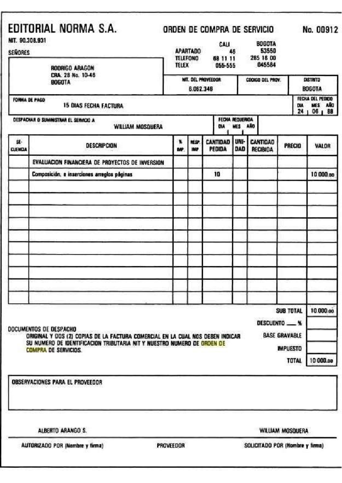 Imagen orden de compra pdf - gestion de provedores - Studocu