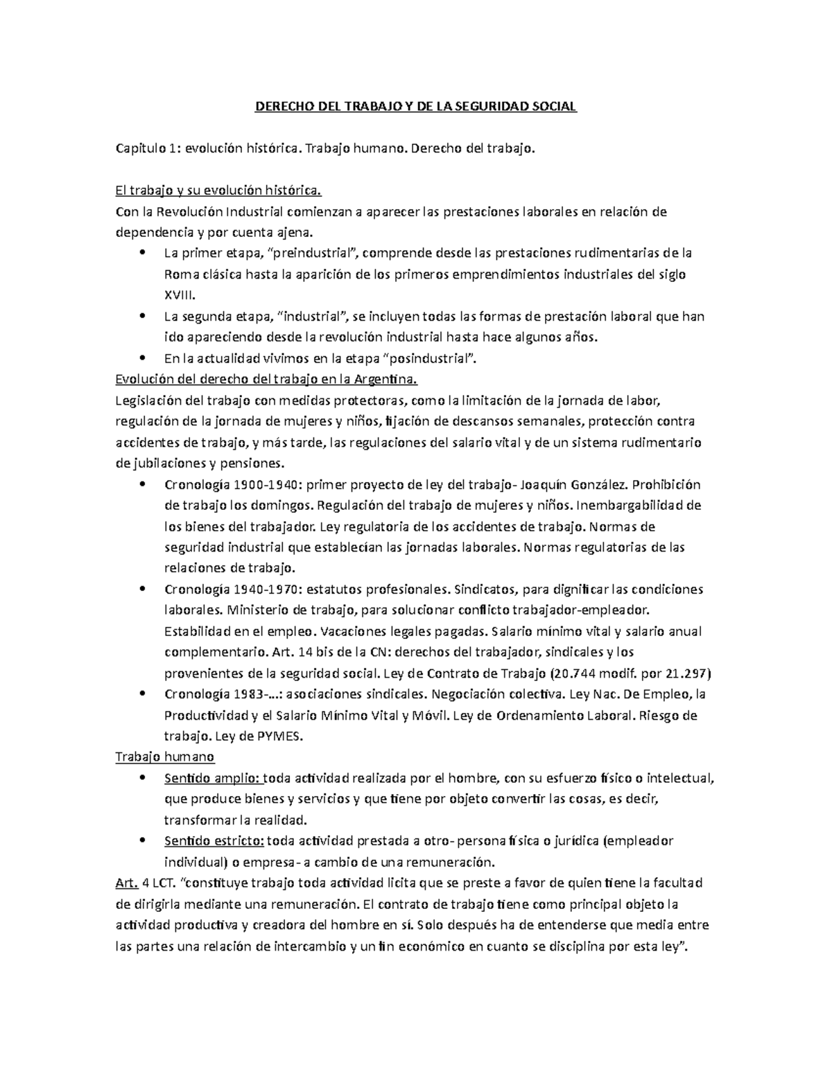 Resumen Primer Parcial - DERECHO DEL TRABAJO Y DE LA SEGURIDAD SOCIAL ...