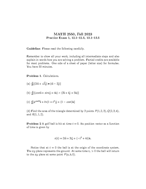 Practice Midterm 2 - MATH 2550, Fall 2024 Practice Midterm 2, 14–14 ...