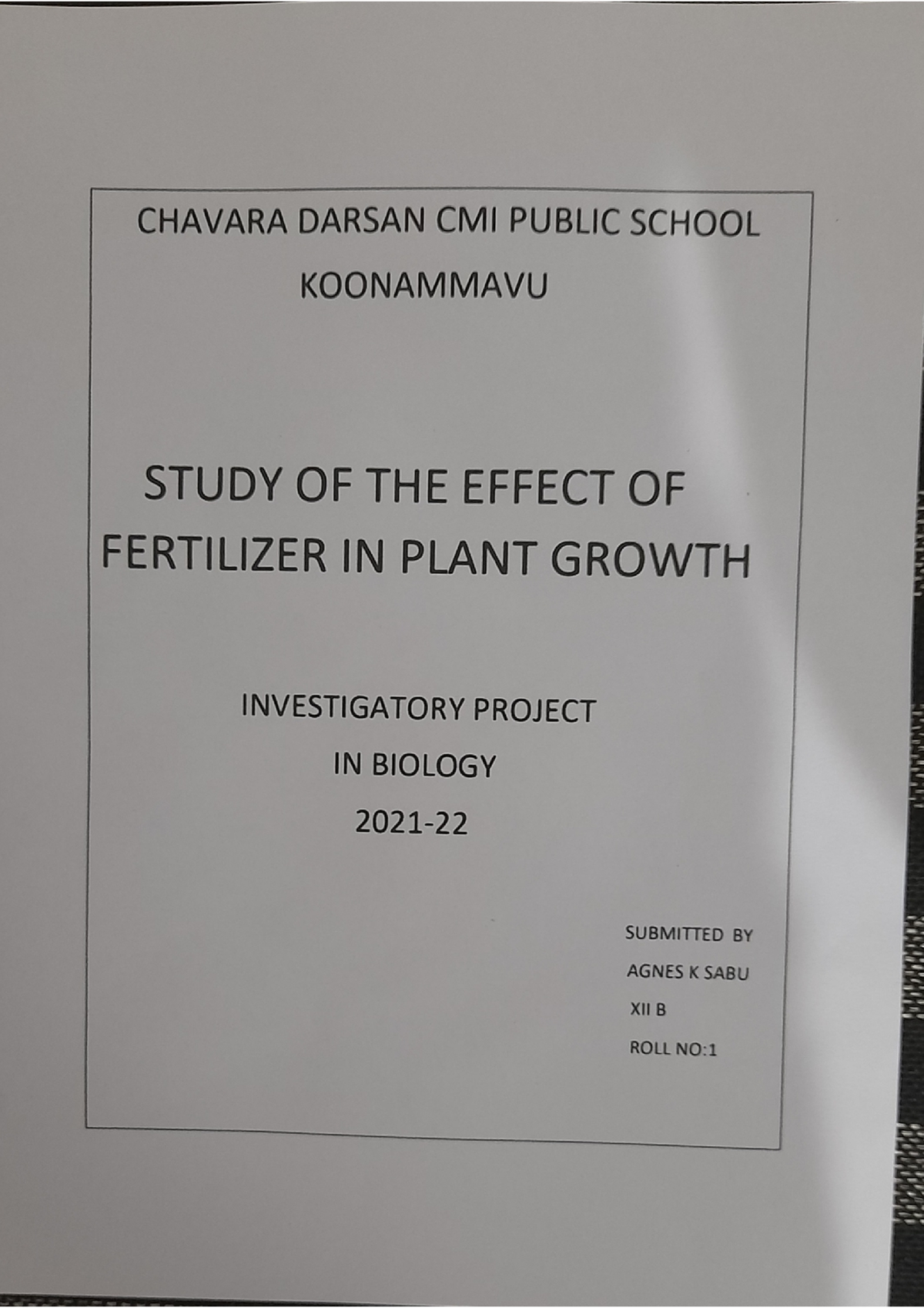 class 12 biology project case study