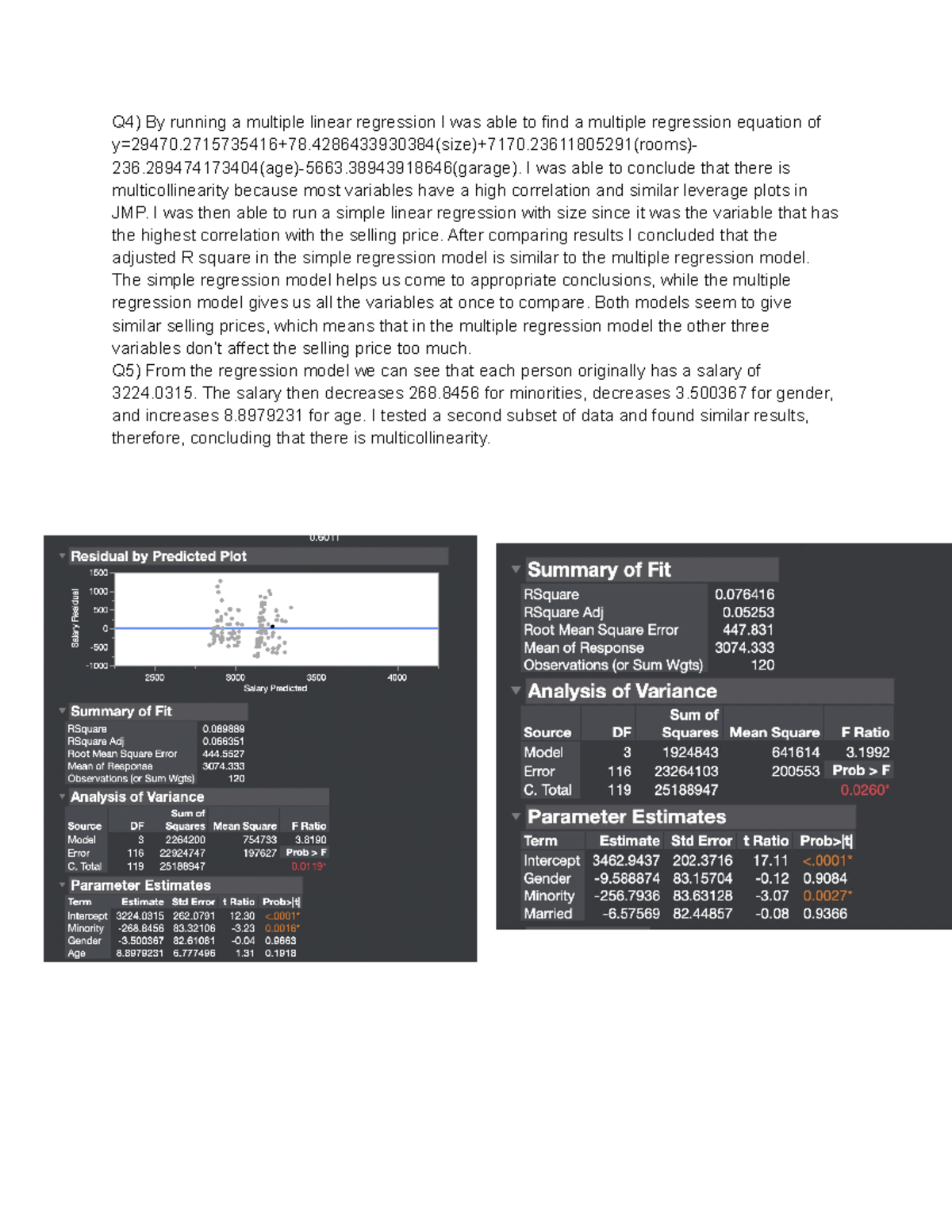 Assignment Three Part Two - Q4) By running a multiple linear regression ...