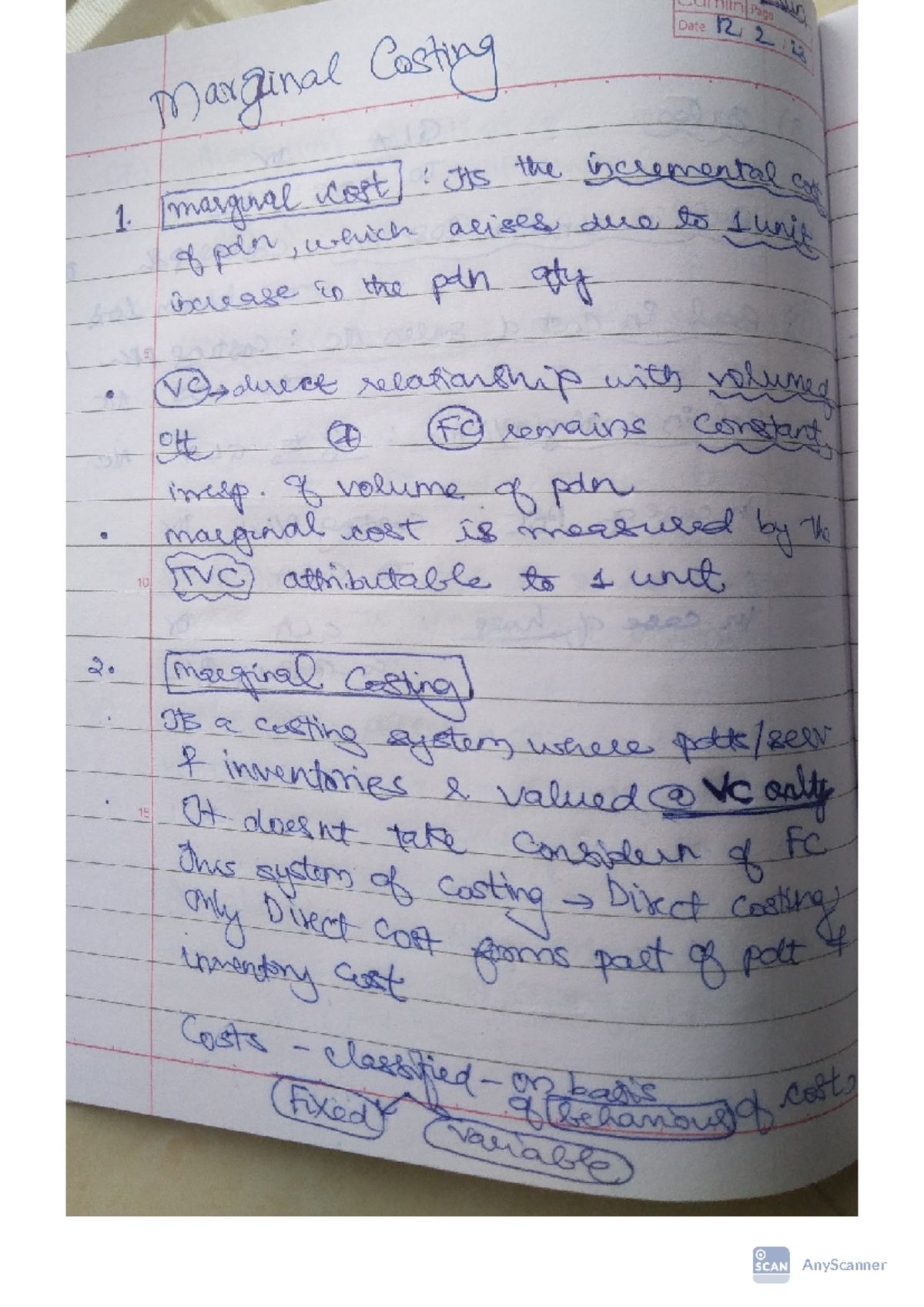Cost accounting - marginal Costing Date 123 1. marginal cost : Its the ...