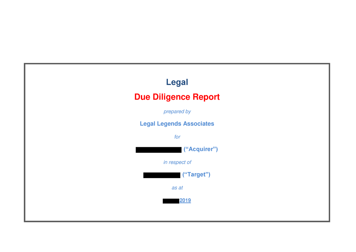 example-legal-due-diligence-report-redacted-legal-due-diligence