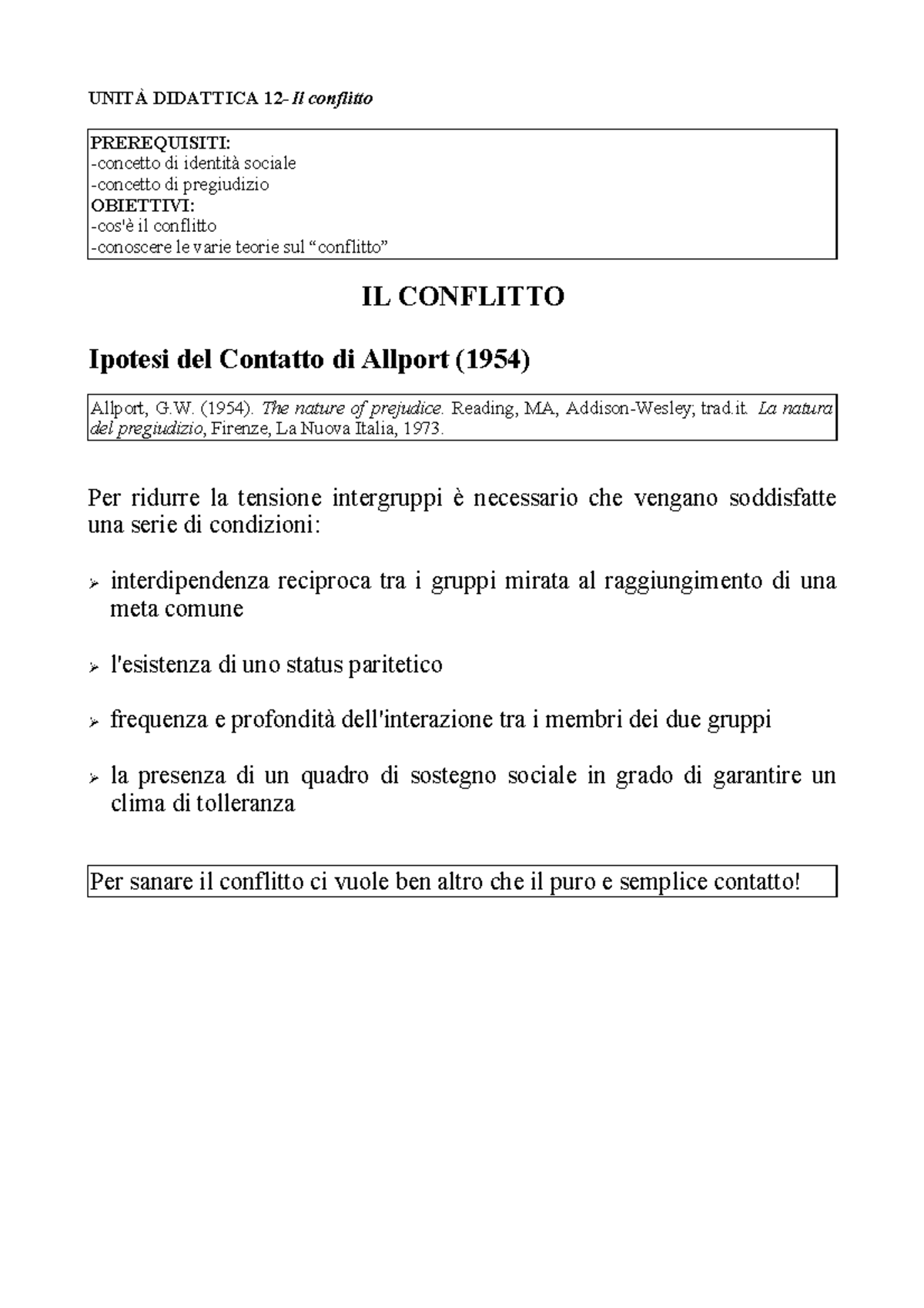 Il conflitto SLIDES LEZIONI DEL PROF.BOCA UNITÀ DIDATTICA 12 Il