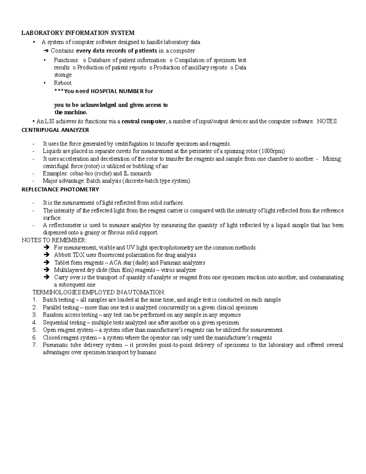 Laboratory Information System LABORATORY INFORMATION SYSTEM • A
