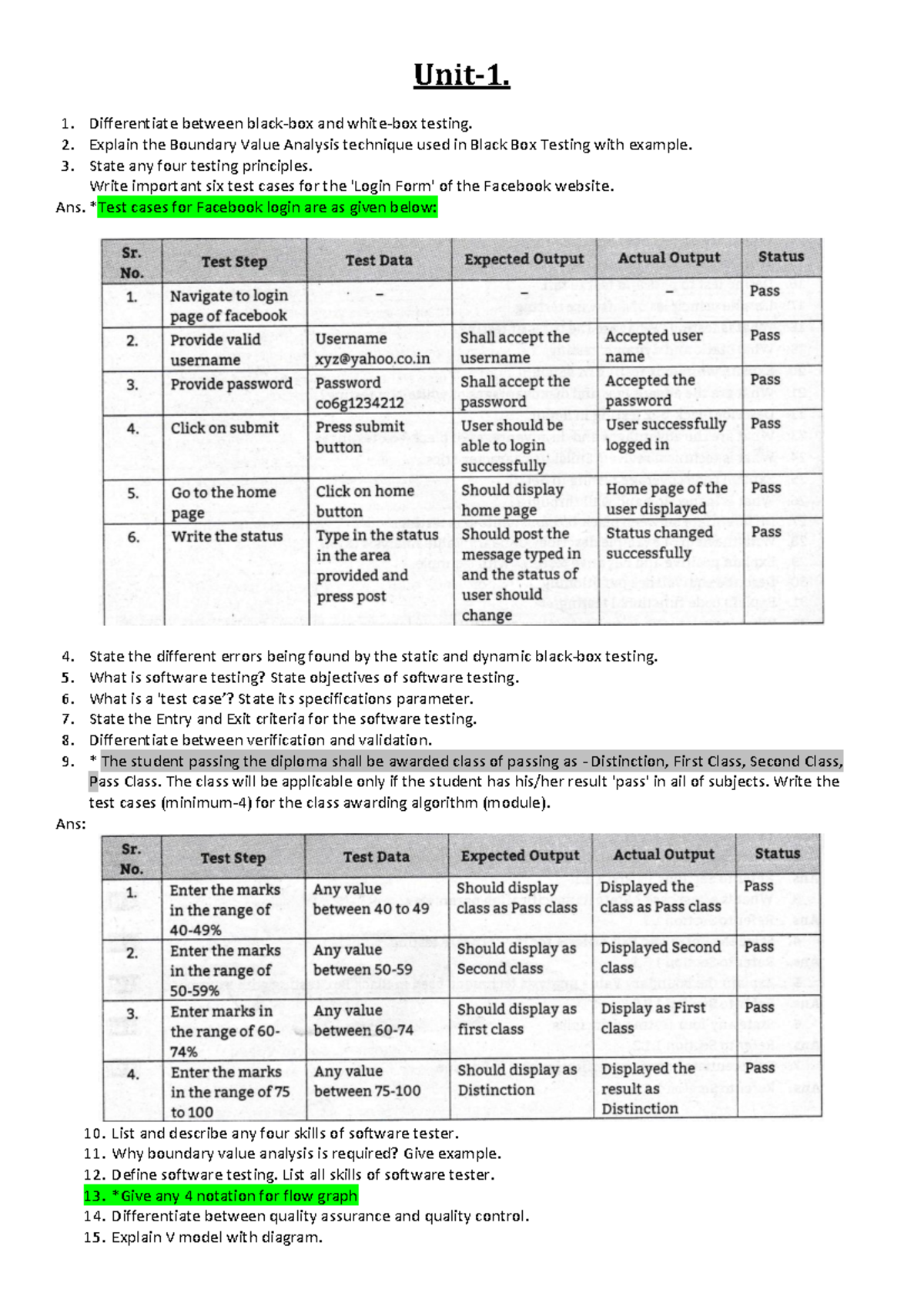 STE-QB-Test 1-Unit1+2 - Unit-1. 1. Differentiate between black-box and ...