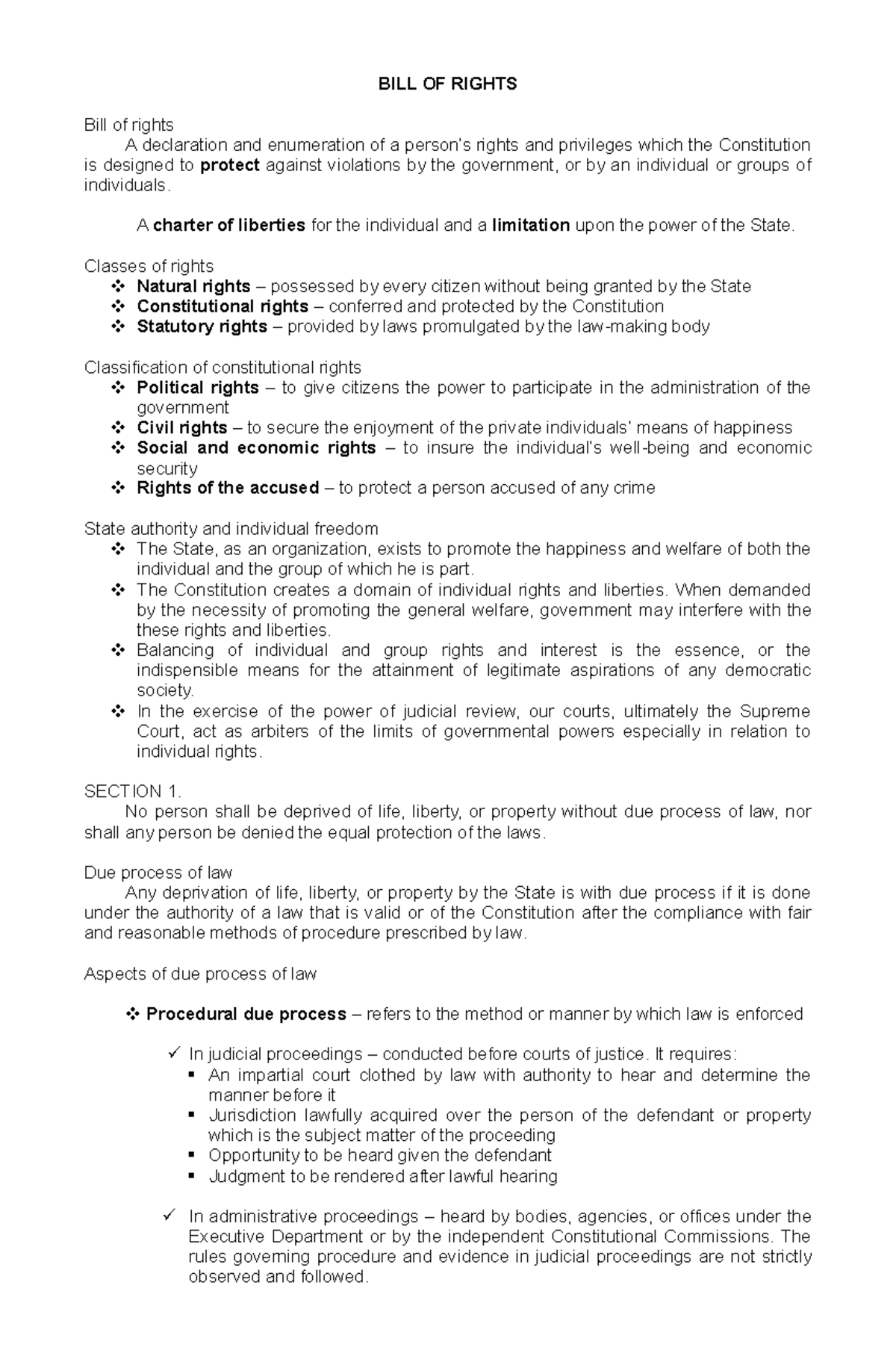 3 - 4. Rule Of Law ( Article Iii - Bill Of Rights) - Bill Of Rights 