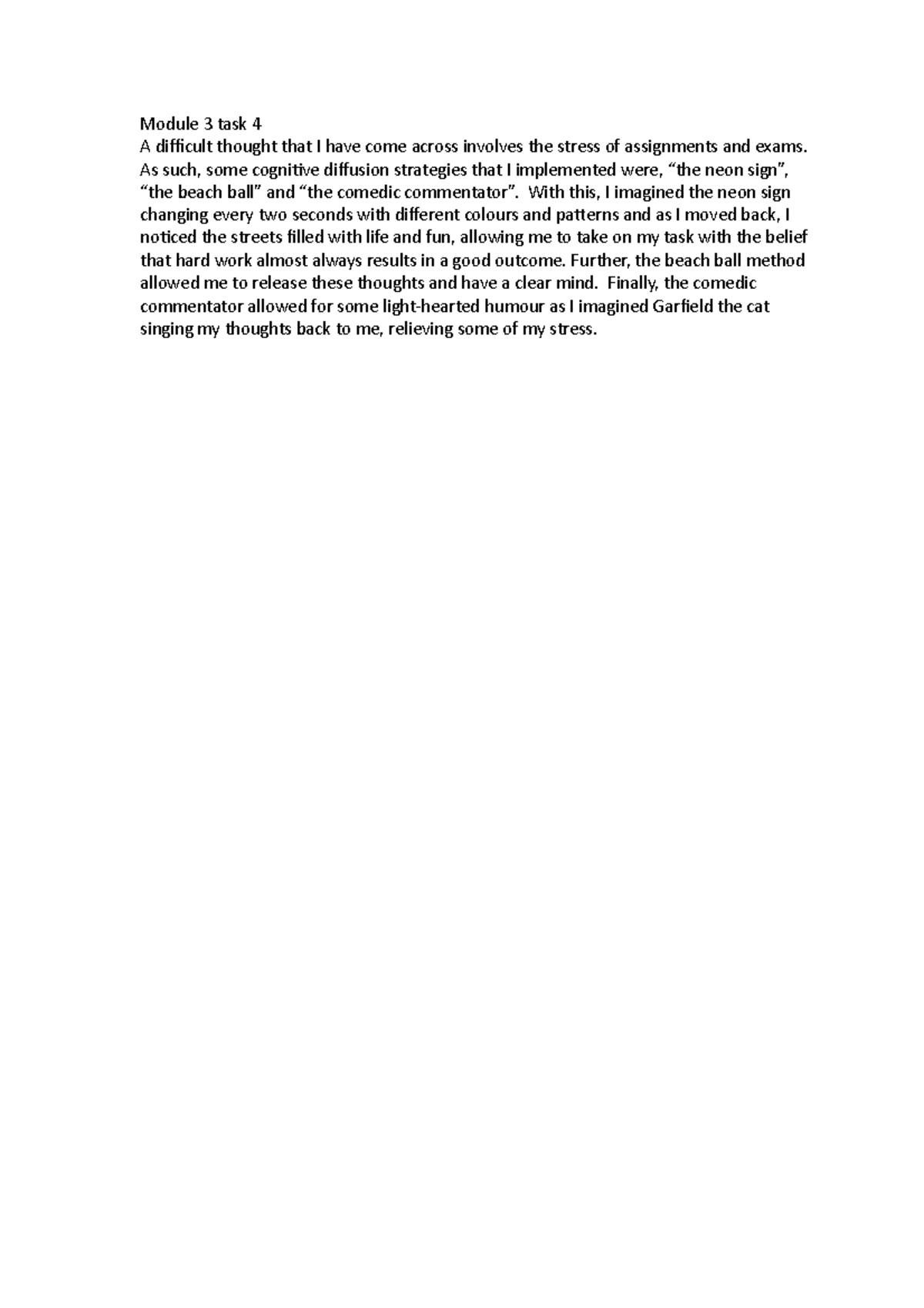 Mod 3 task 4 - module 3 task 4 - Module 3 task 4 A difficult thought ...