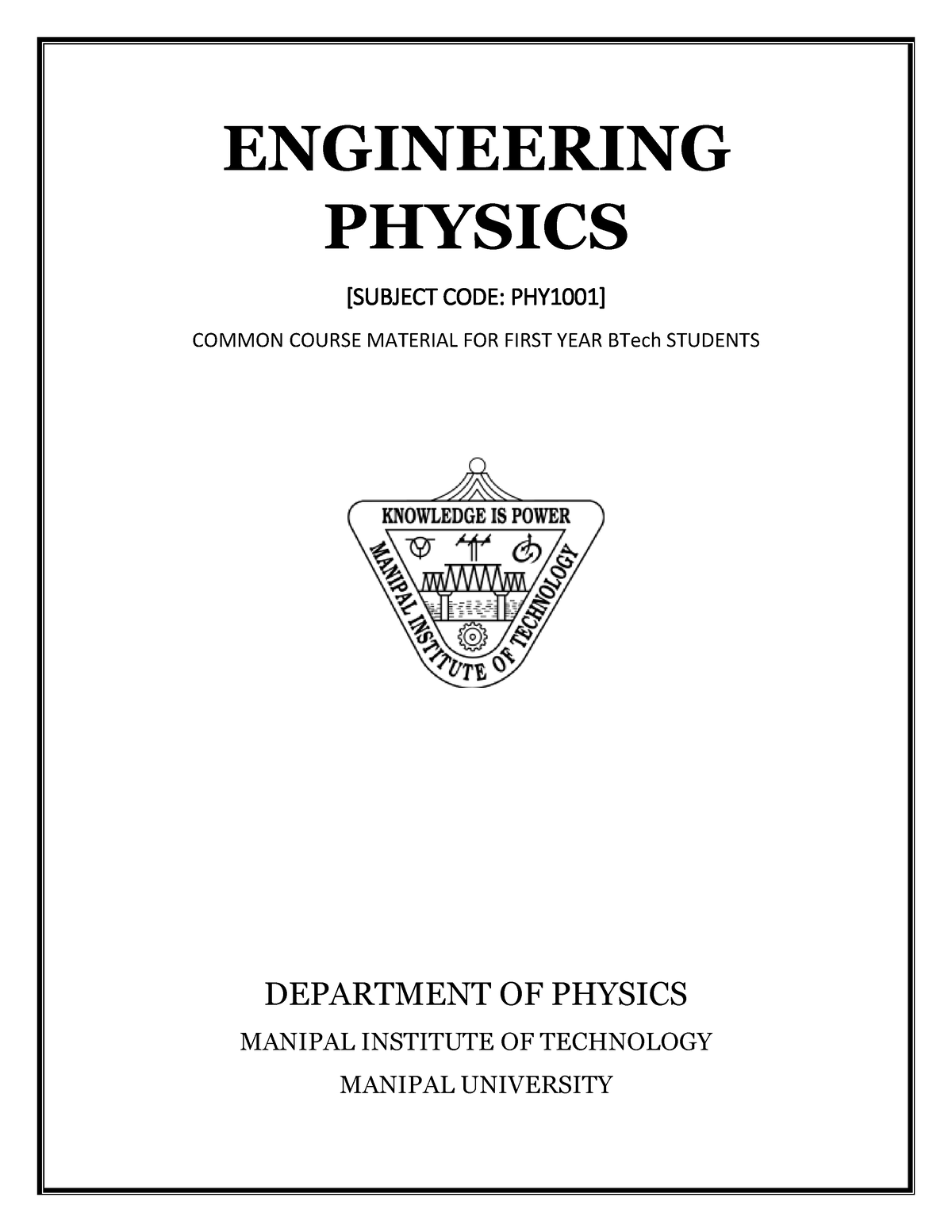 2-phy1001 Engineering Physics Course Material-1 - ENGINEERING PHYSICS ...