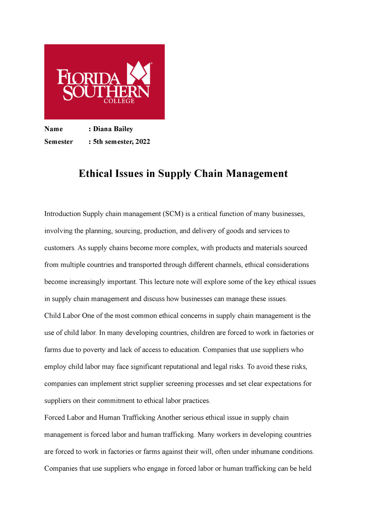 ethical-issues-in-supply-chain-management-name-diana-bailey-semester-5th-semester-2022