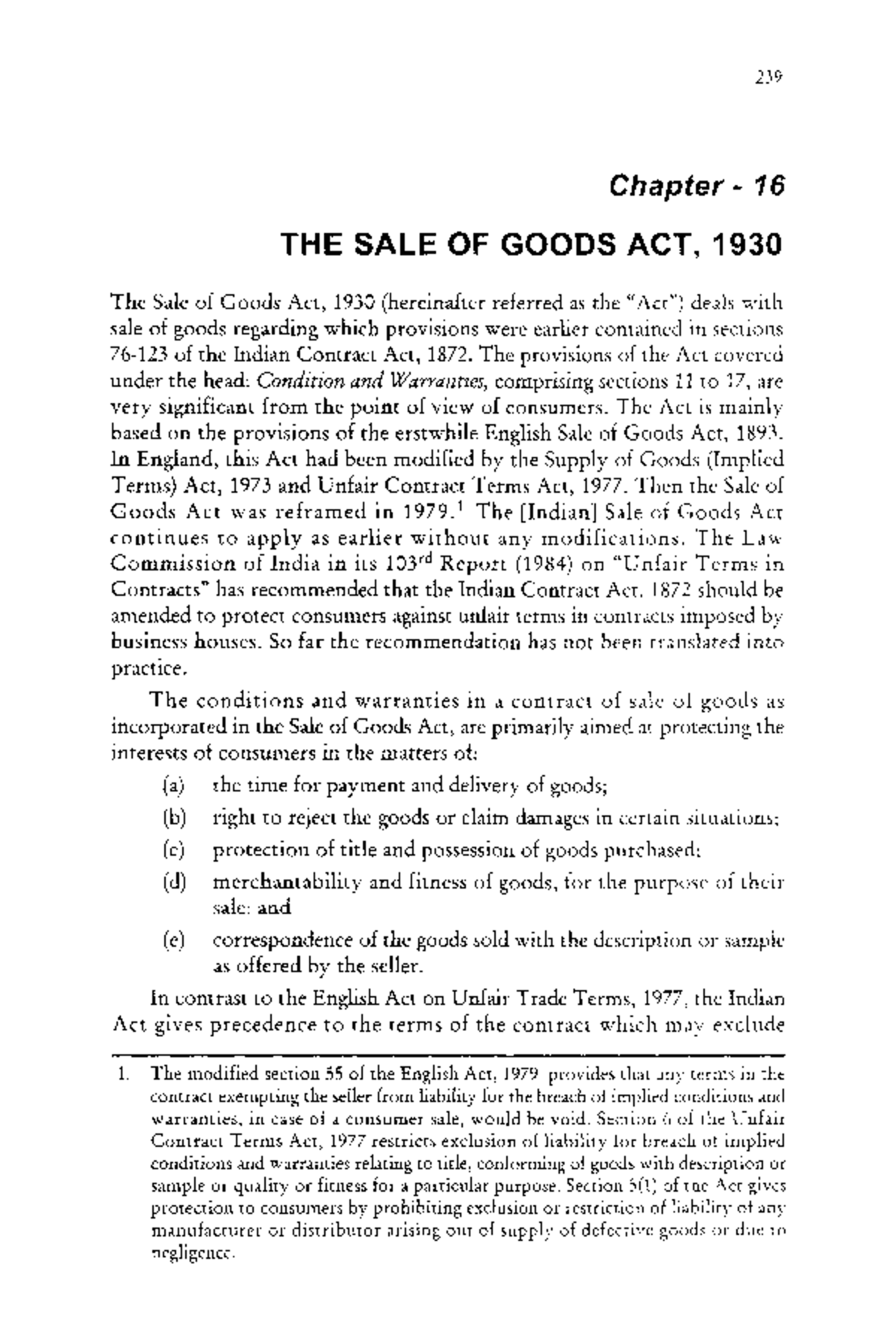 sale of goods act 1930 notes ca foundation