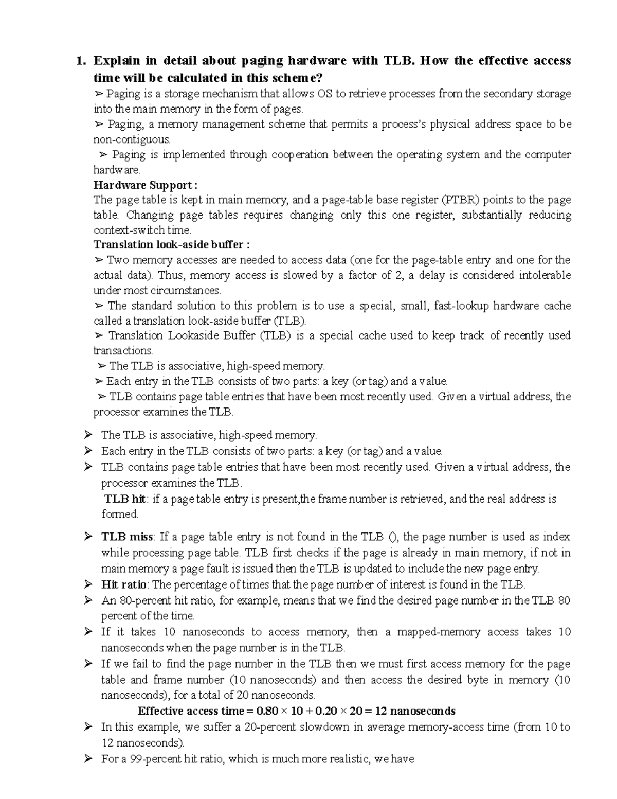 OS model 2 part B answers - 1. Explain in detail about paging hardware ...