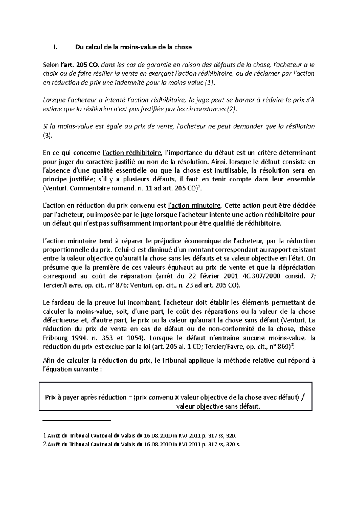 Du calcul de la moins-value - Contrats spéciaux - UniGE - Studocu