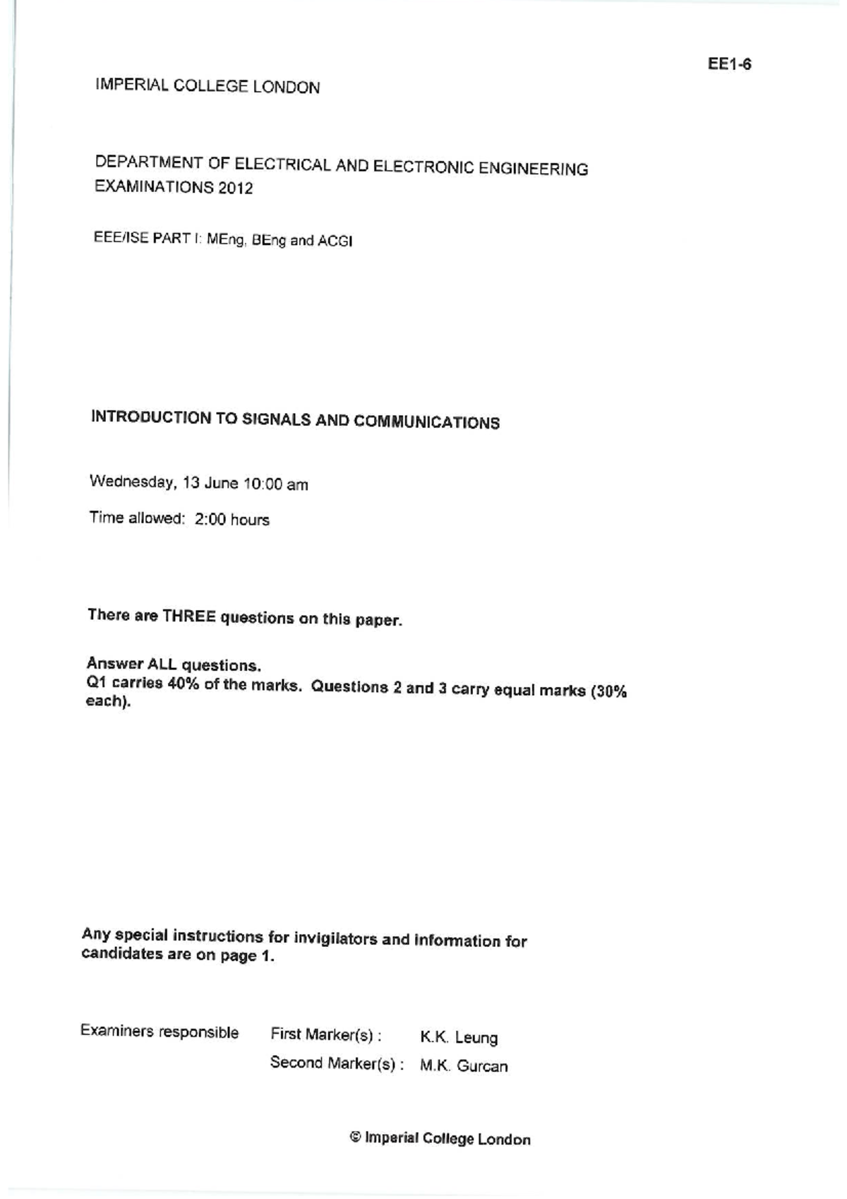 2012 - This file contains a past exam paper for the module ...