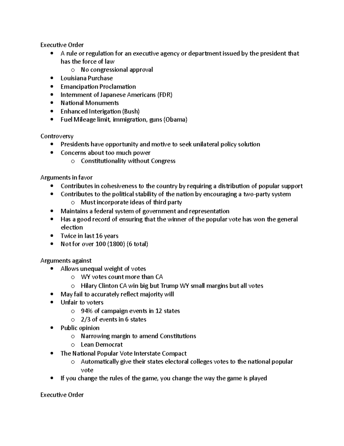 POSC 225- 14 - Lecture Notes 14 - Executive Order A Rule Or Regulation ...