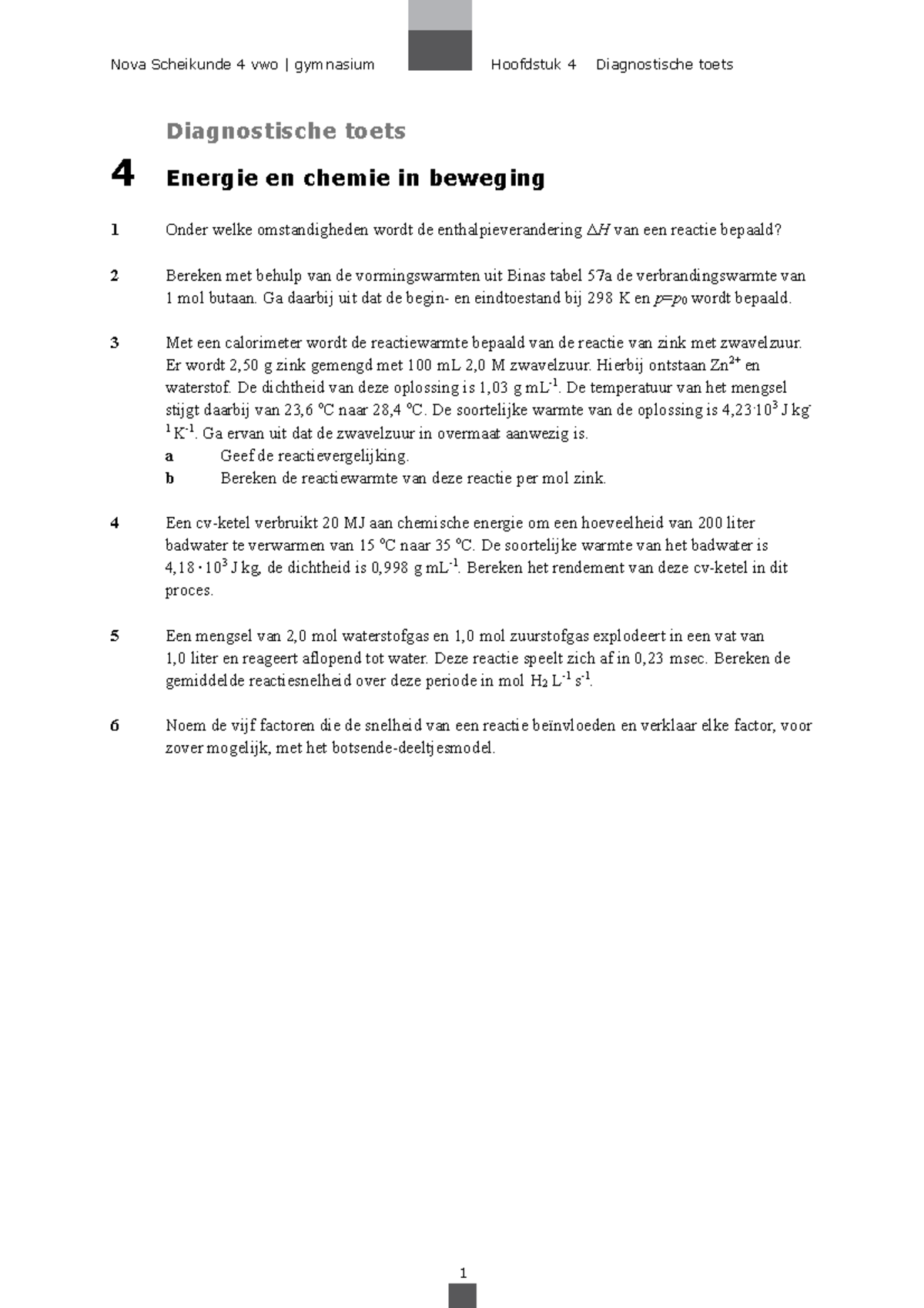 Nova SK Vwo4 Dtoets H4 - Scheikunde Oefentoets Hoofdstuk 4 - Nova ...