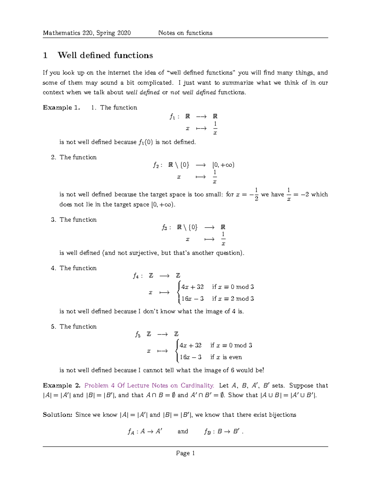 220-201-Notes On Functions - MATH 220 - UBC - Studocu