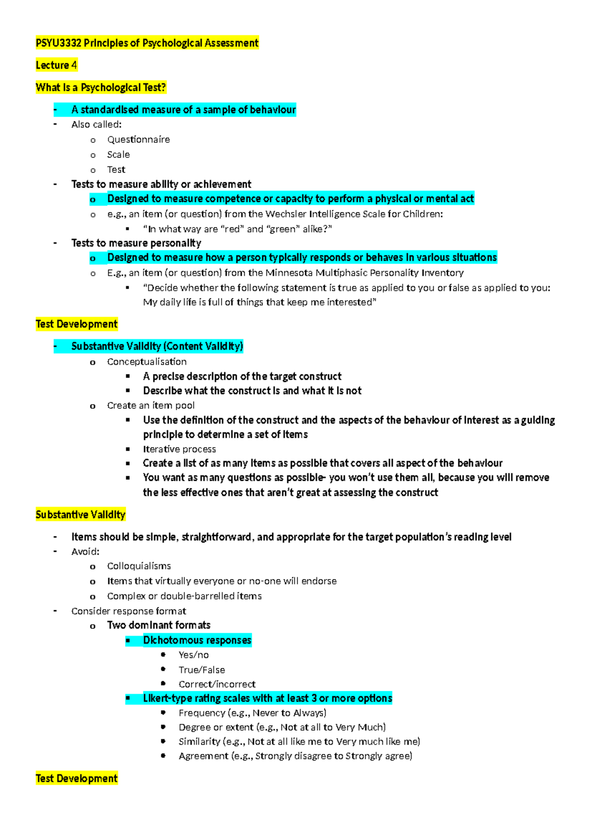 WEEK 4 PSYU3332 Principles of Psychological Assessment - PSYU3332 ...