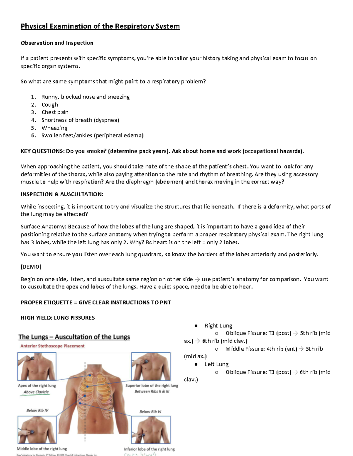 Block B Overview Of Respiratory Exam Presentation - Physical ...