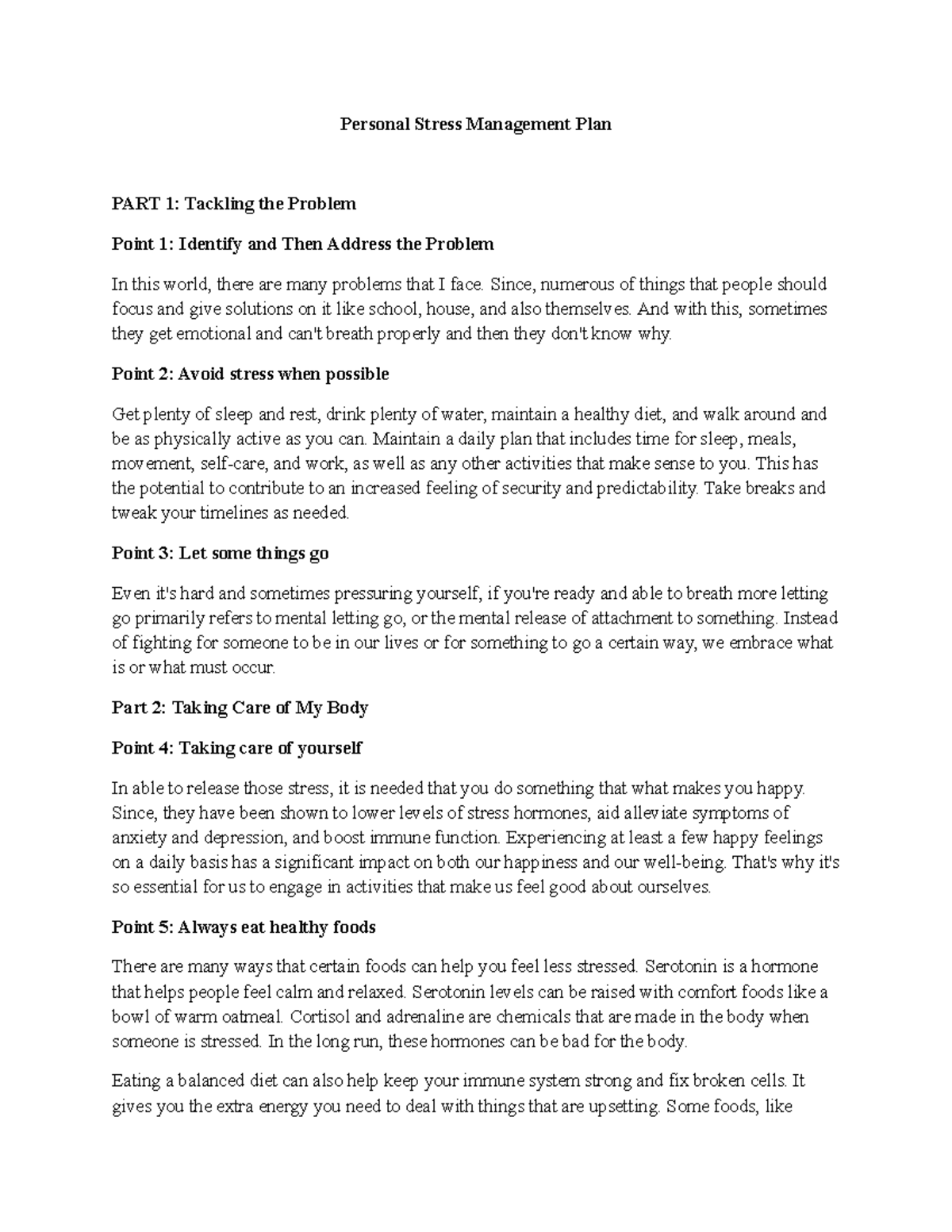 WW2 essay about preparation Personal Stress Management Plan PART 1