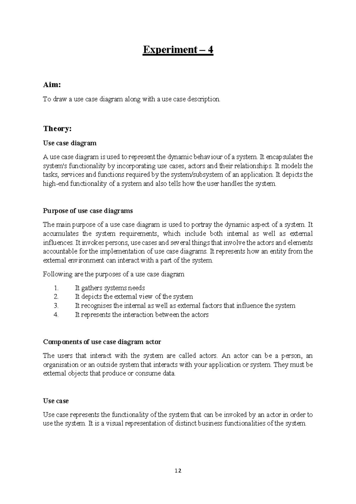 2K20 CO 1890 SE file-12-17 - Experiment – 4 Aim: To draw a use case ...