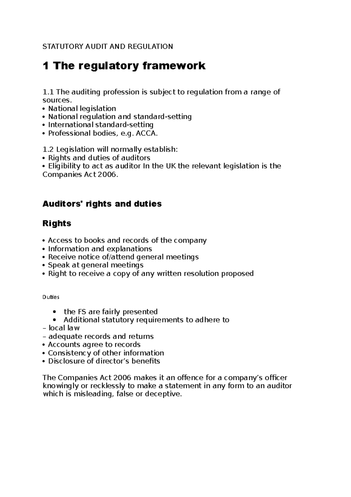 Chapter 2 Statutory Audit AND Regulation STATUTORY AUDIT AND