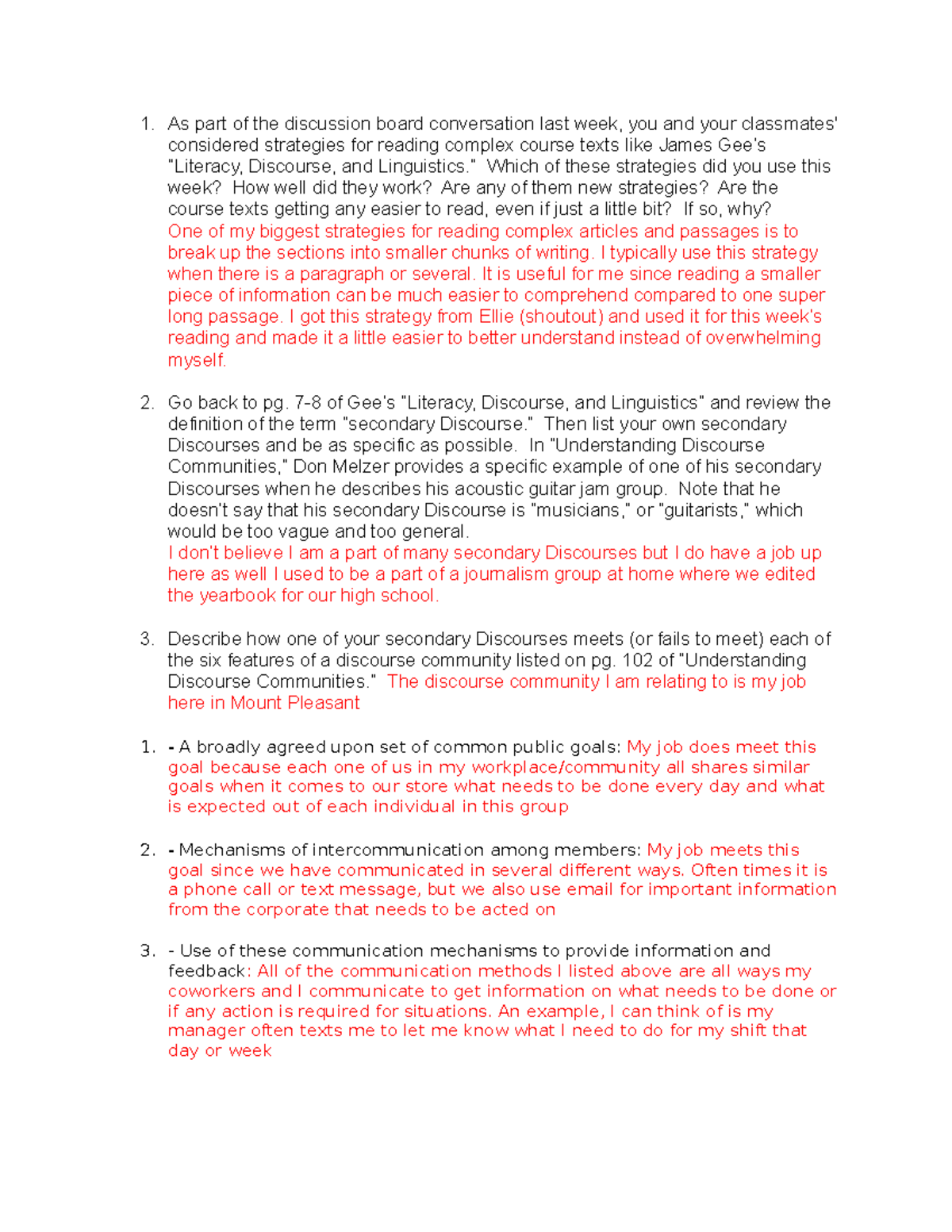 ENG101 Disscusion Board Week 5 - As part of the discussion board ...