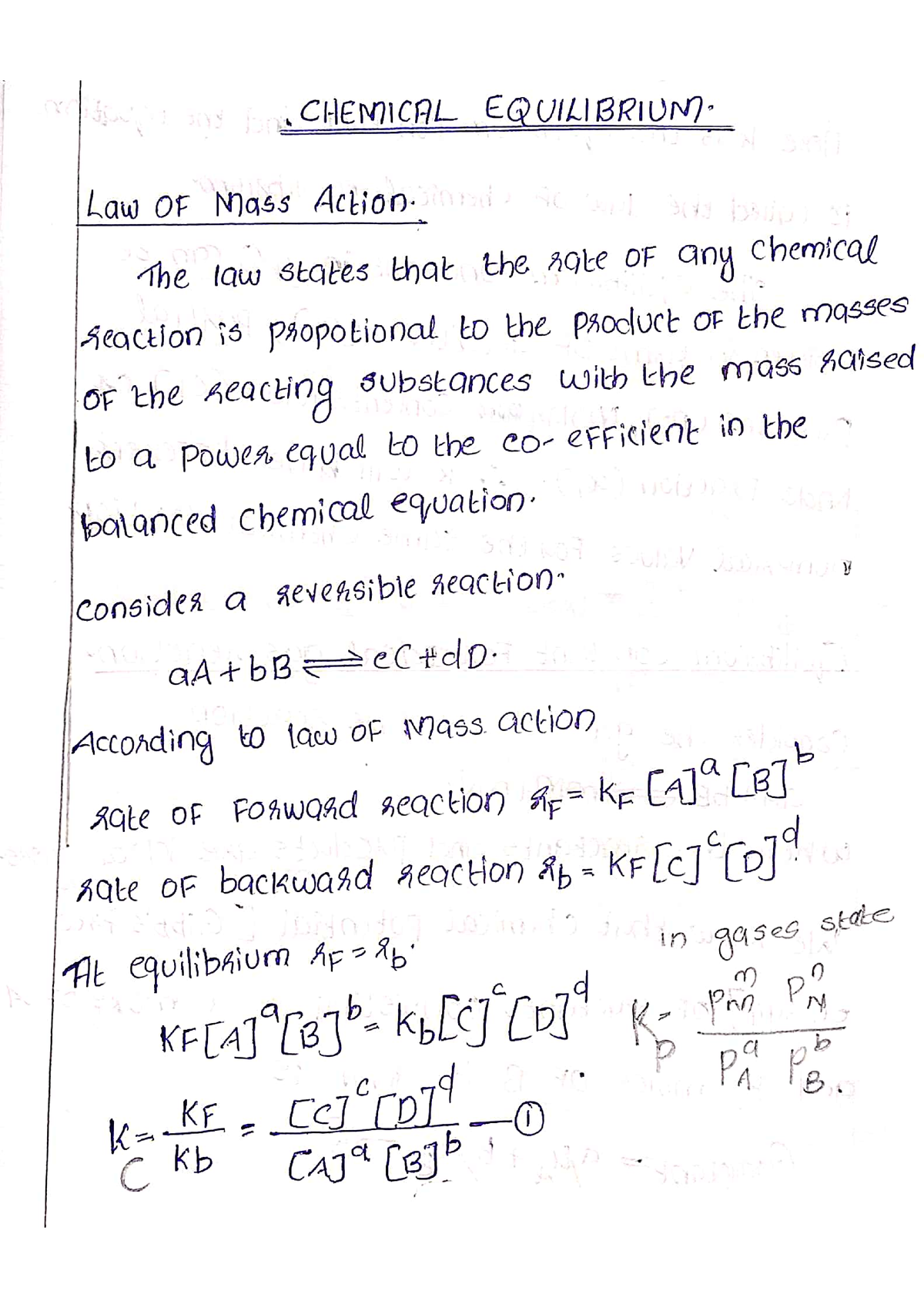 Chemical Equilibrium - BSc Chemistry - Studocu