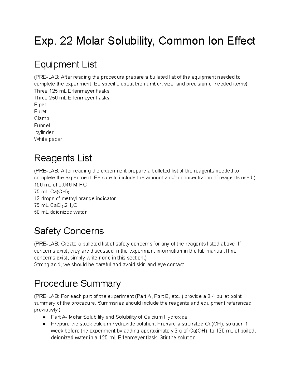 Exp 22 Report Template - CHM 124L - Farmingdal - Studocu