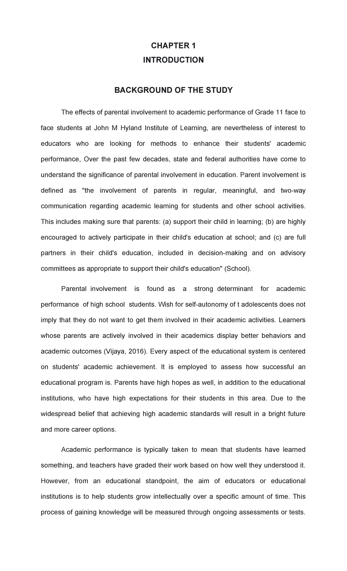 Chapter-1 - NOTES - CHAPTER 1 INTRODUCTION BACKGROUND OF THE STUDY The ...