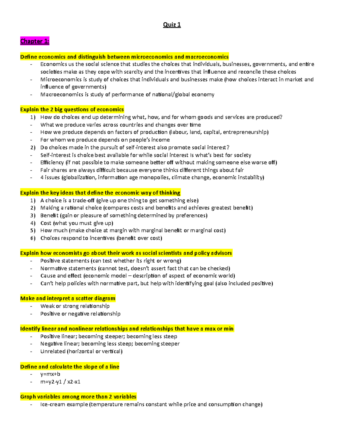 Chapter 1 And 2 Notes On Textbook - Economics 1021A/B - UWO - Studocu