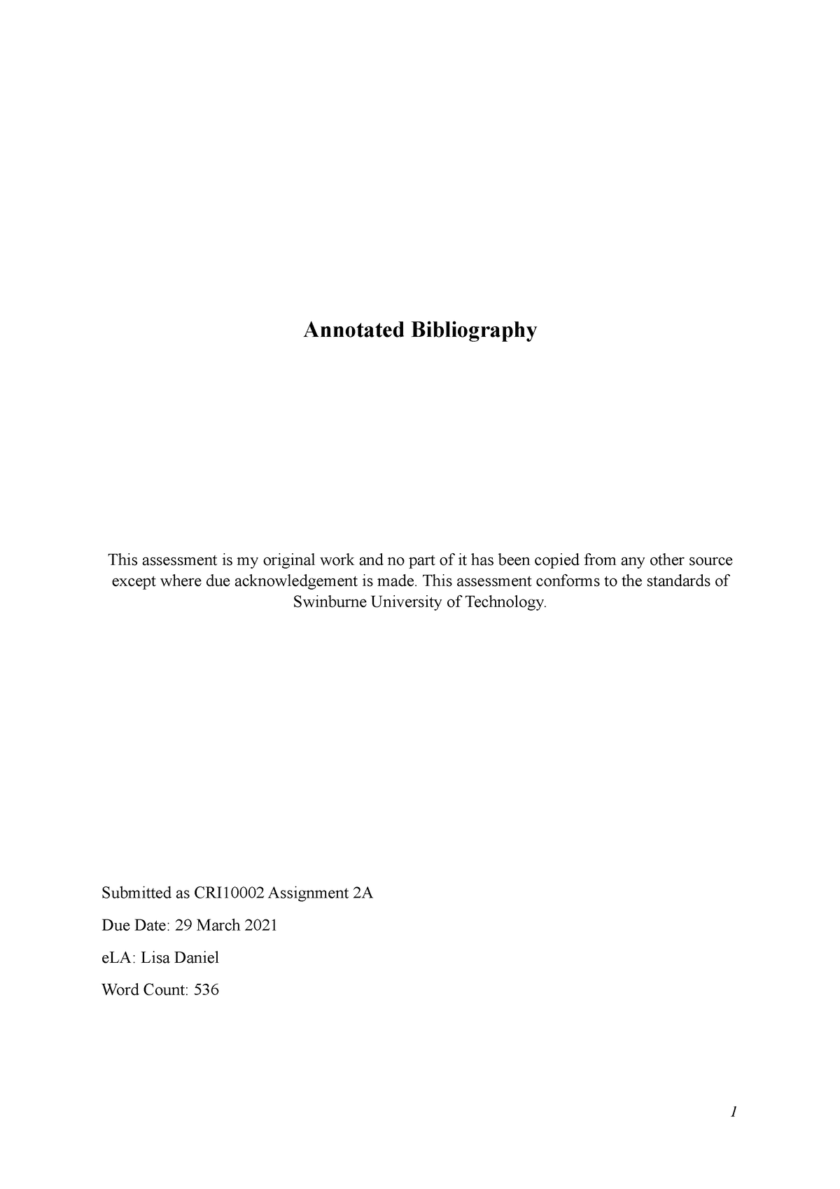 assignment 2a annotated bibliography