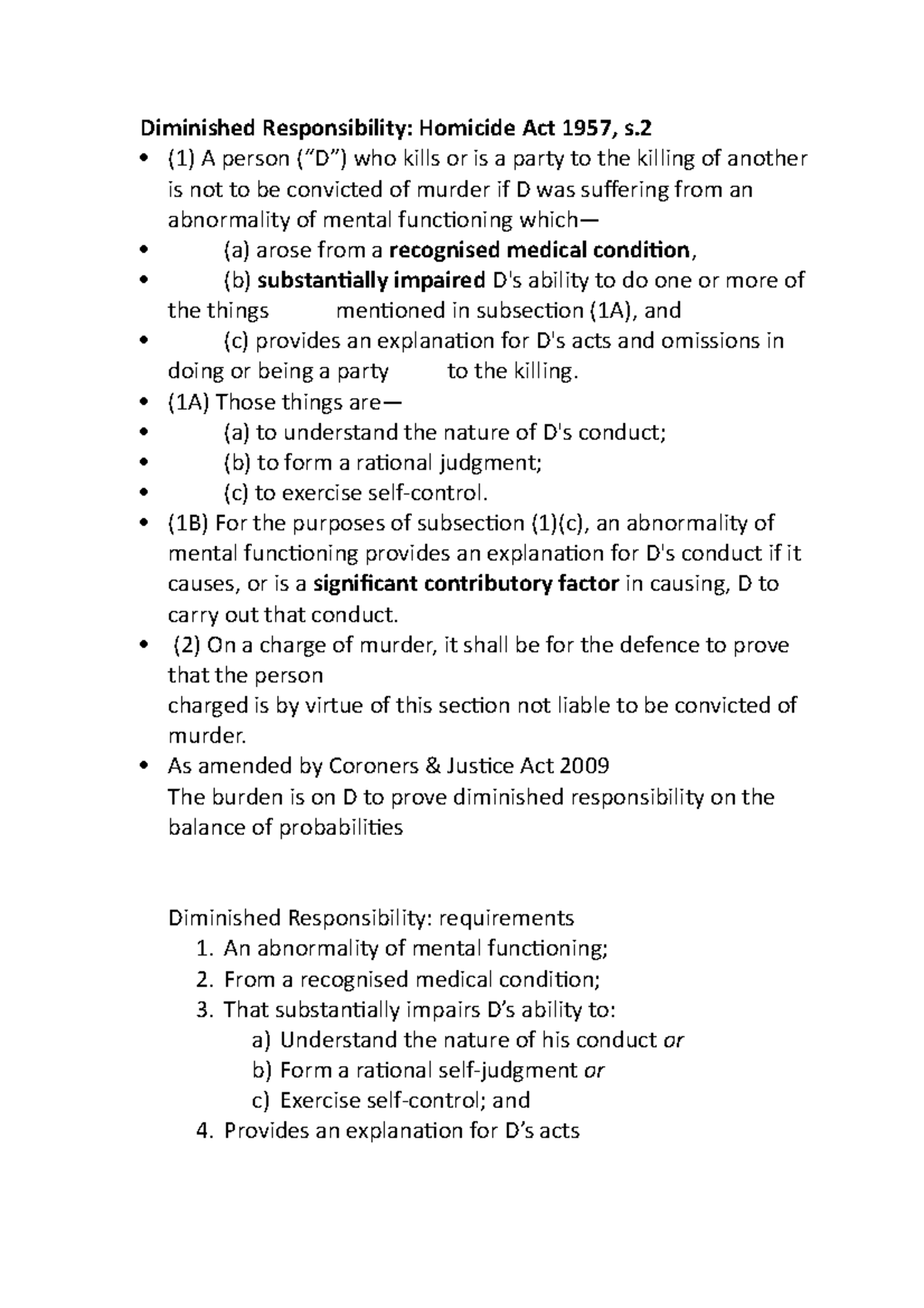 law dissertation on diminished responsibility