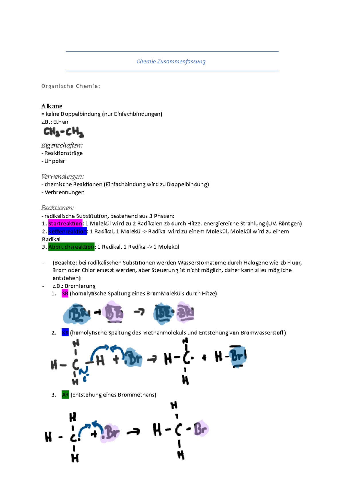 Chemie ZSMF Organische Chemie - Chemie Zusammenfassung Organische ...