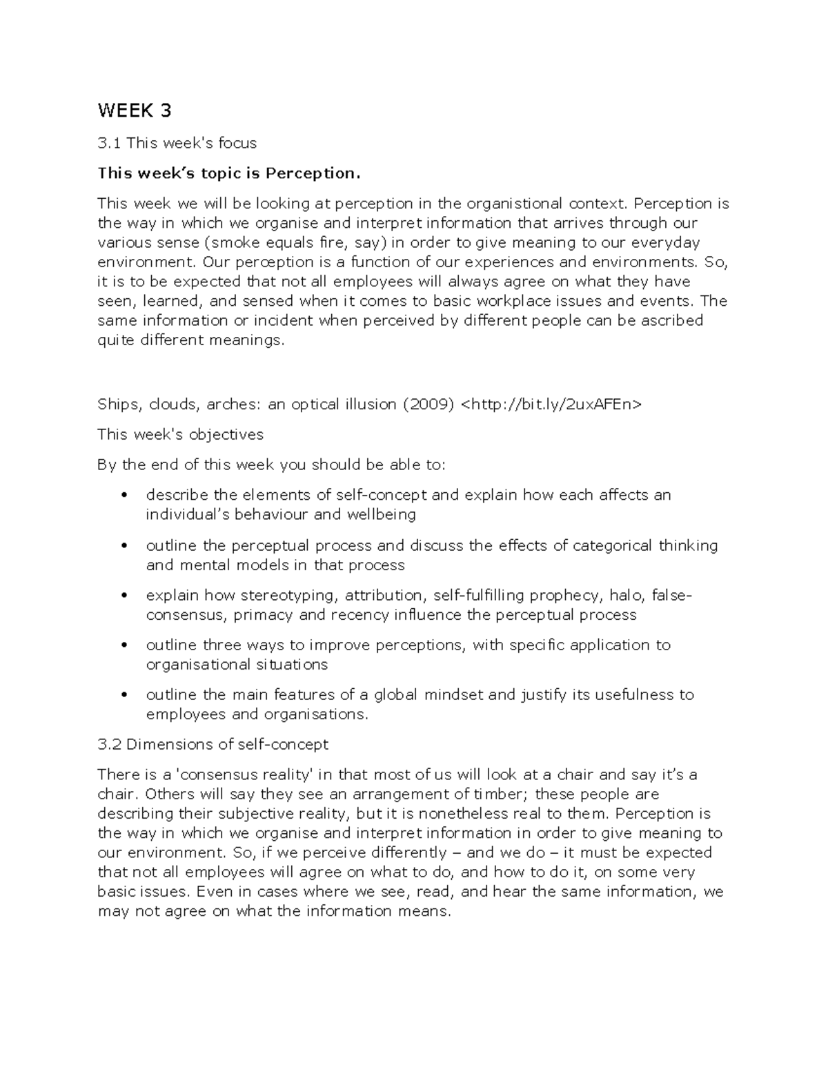 WEEK 3 Perception - INCLUDES ESSENTIAL READING NOTES. eLA BELINDA WONG ...
