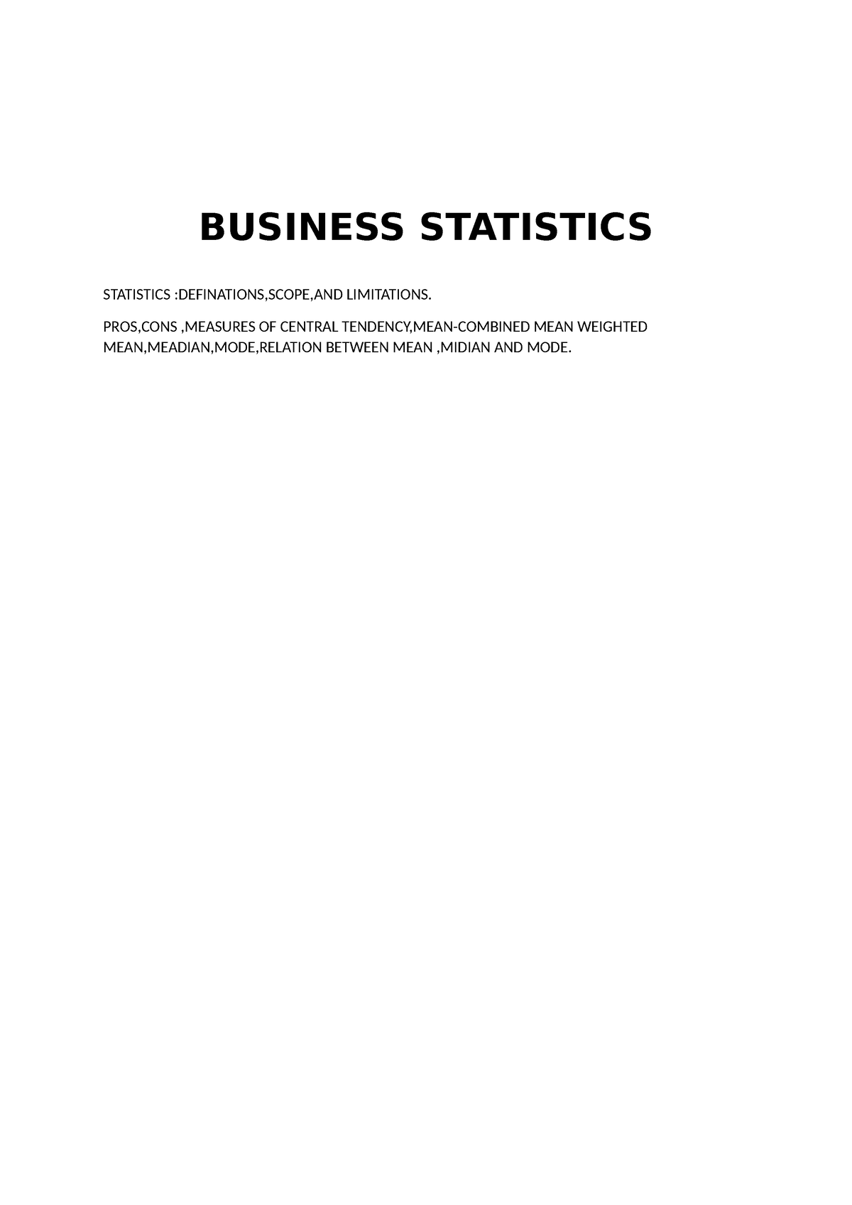 Business Statistics MINI Project - BUSINESS STATISTICS STATISTICS ...