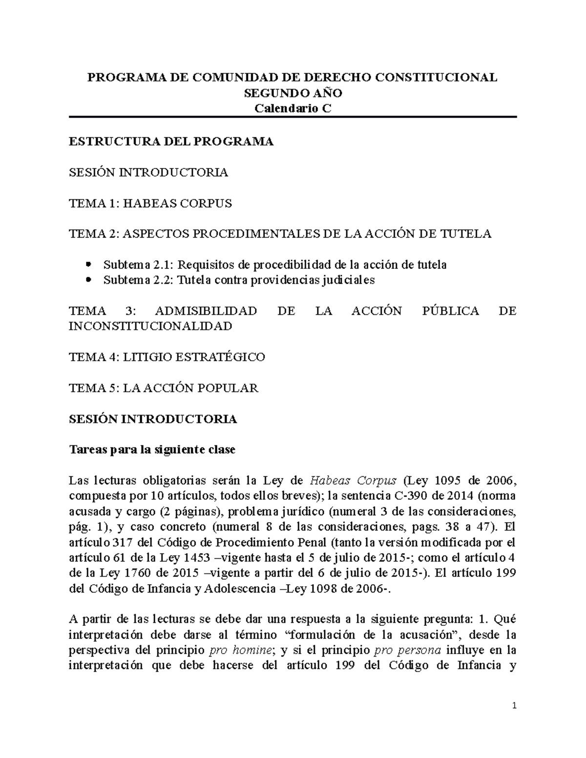 Programa De Comunidad De Derecho Constitucional - PROGRAMA DE COMUNIDAD ...