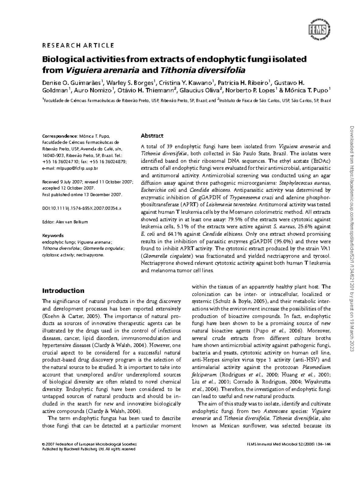 Tithonia - j,n;kk - R E S E A R C H A R T I C L E Biological activities ...