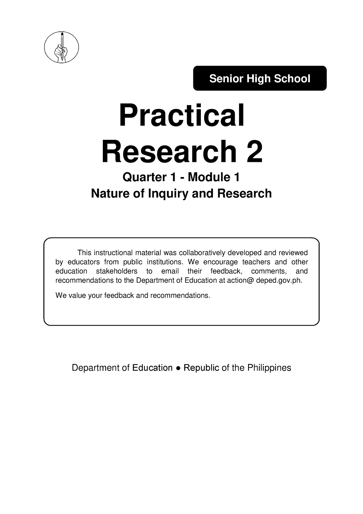 PR2 Mod1 - Module - ####### Senior High School Practical Research 2 ...