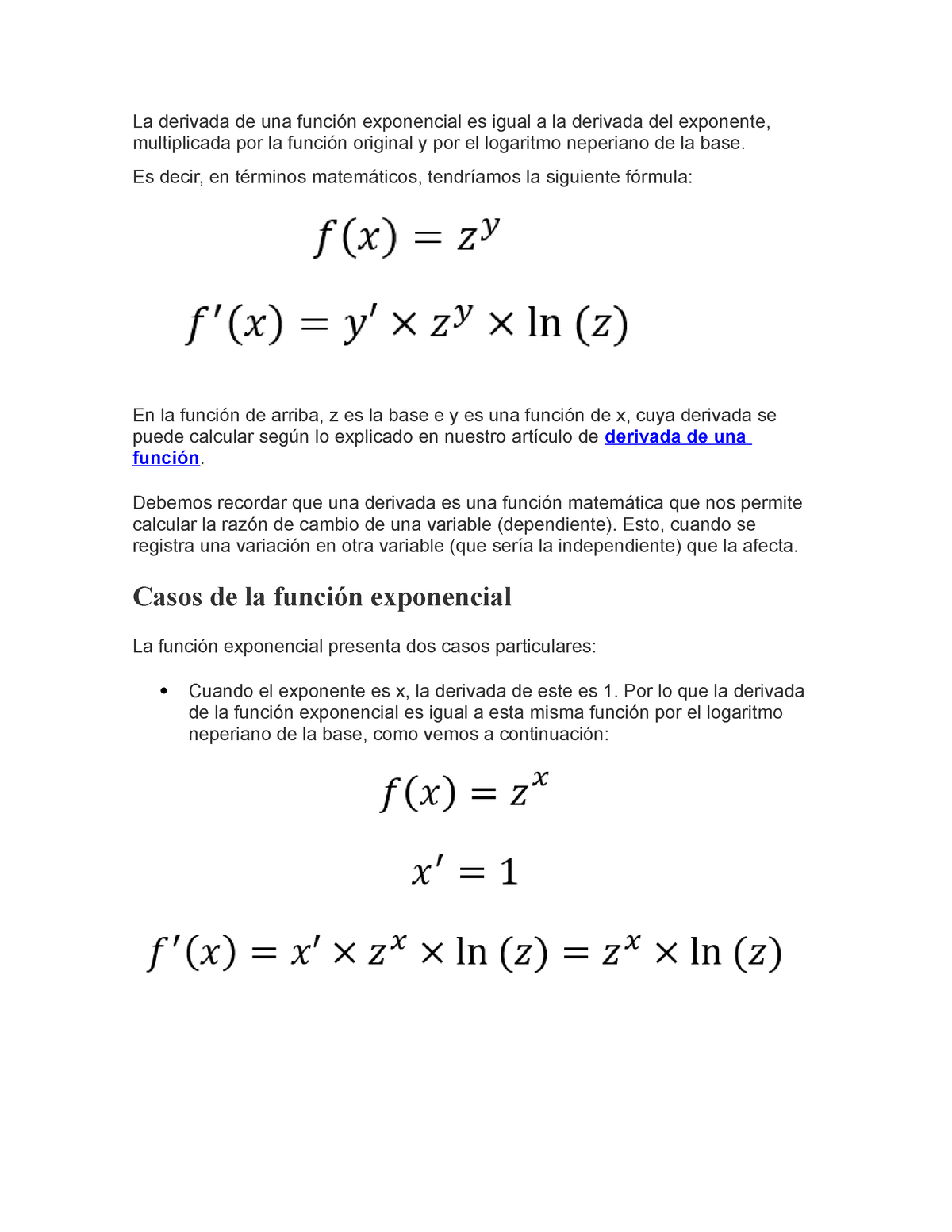 Teoria Mate - Tarea - La Derivada De Una Función Exponencial Es Igual A ...