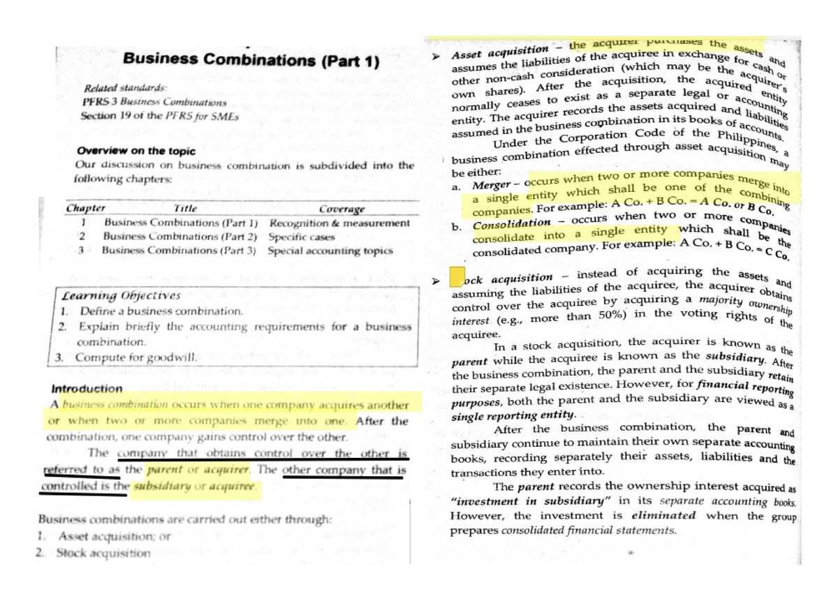 assignment on business combination