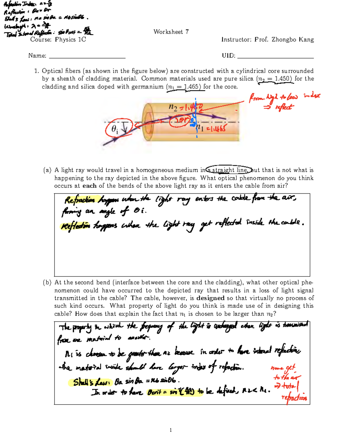2022S WS 7 - Worksheet7 for Physics 1C - Worksheet 7 Course: Physics 1C ...