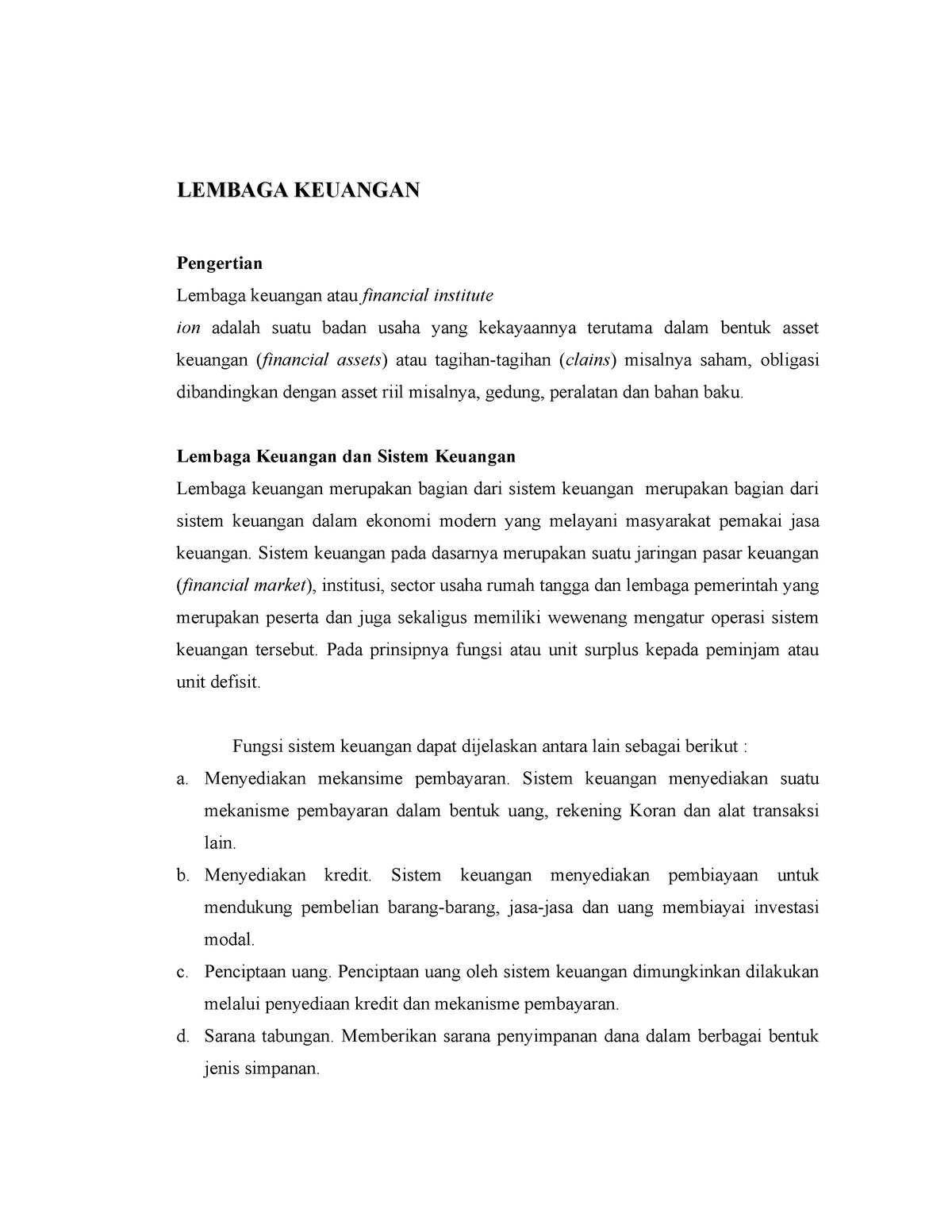 Lembaga Keuangan - LEMBAGA KEUANGANLEMBAGA KEUANGAN Pengertian Lembaga ...