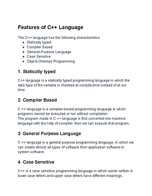 C++ and its history - This pdf has a detailed explanation of C++ ...