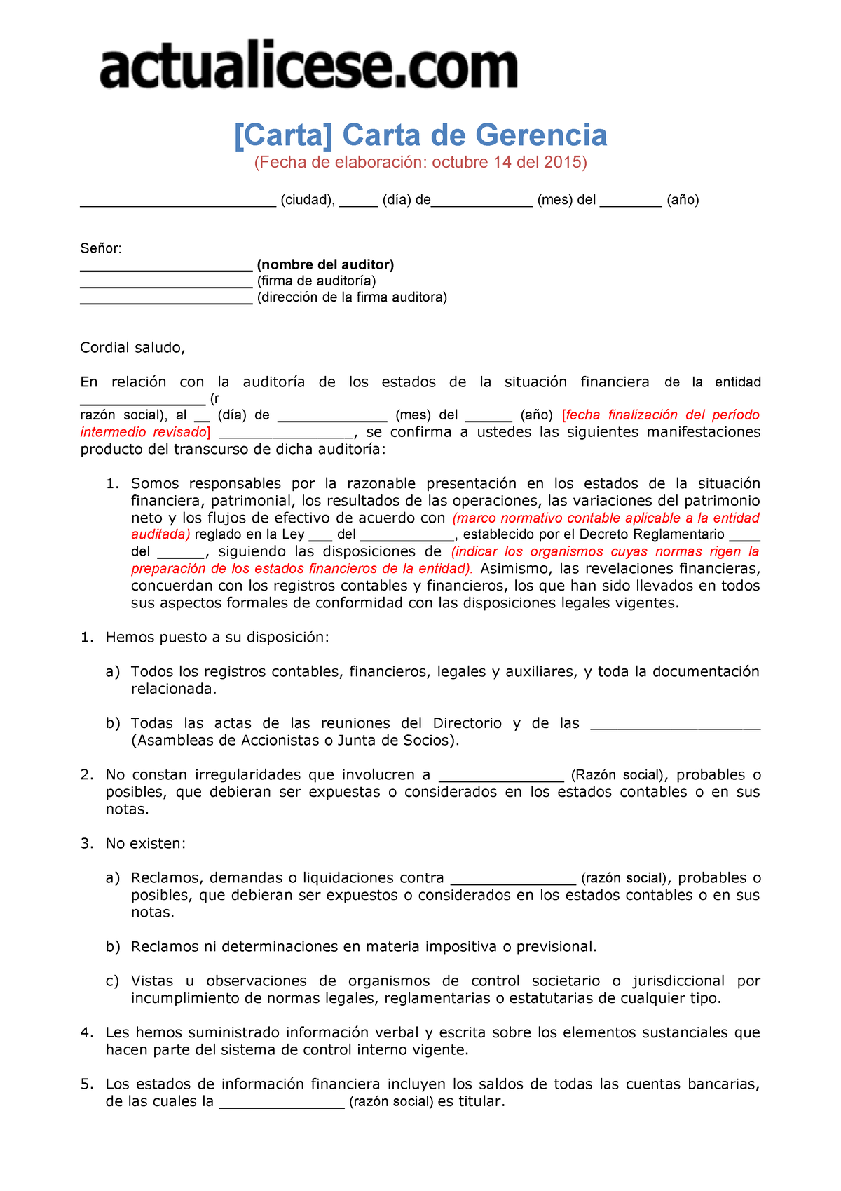 Carta Gerencia Es Una Carta De Representación Carta Carta De Gerencia Fecha De 0102