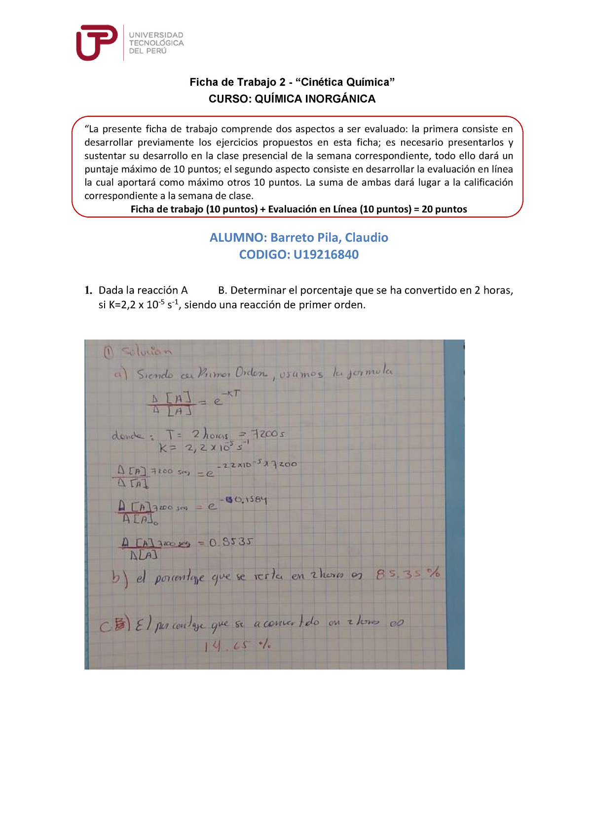 U2 S2.Ficha De Trabajo 2 - Cinetica Quimica-CBP - Ficha De Trabajo 2 ...