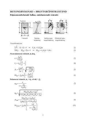 Formelblad Tr byggnad FORMELBLAD TR BYGGNAD Dimensionering F r 
