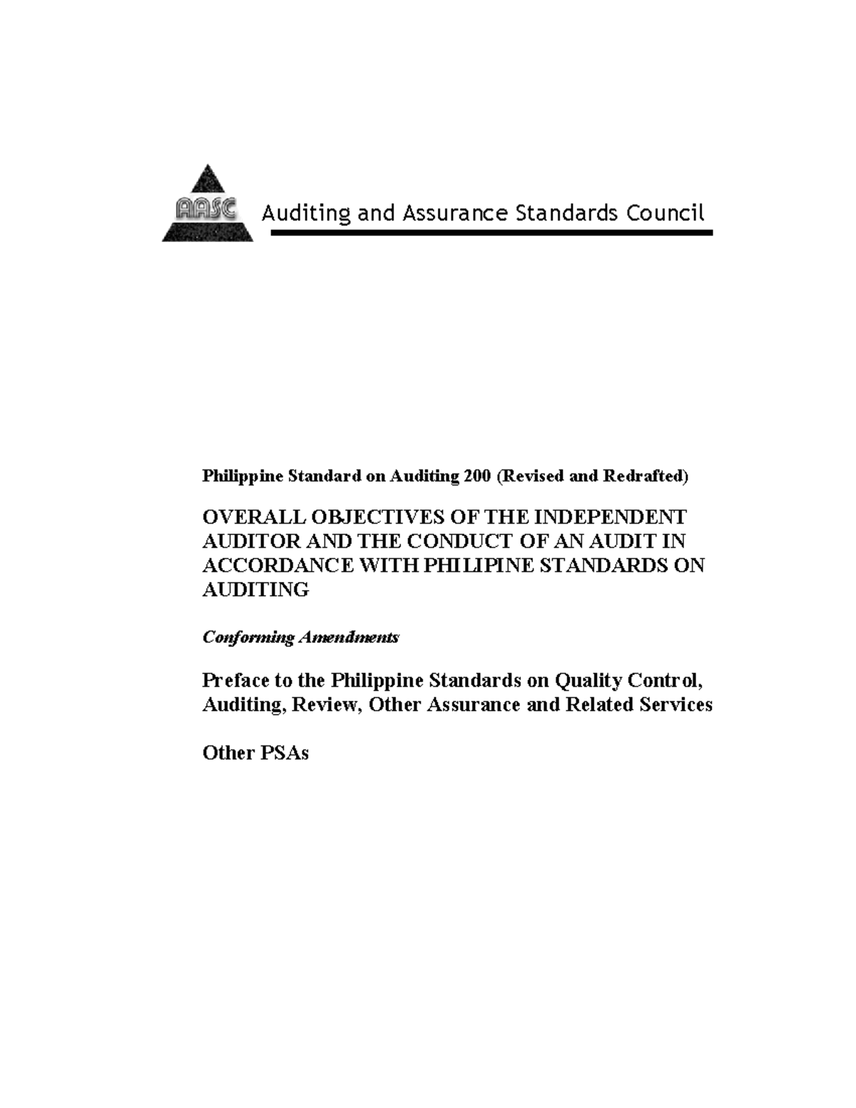 Psa 200 revised and redrafted - - Studocu