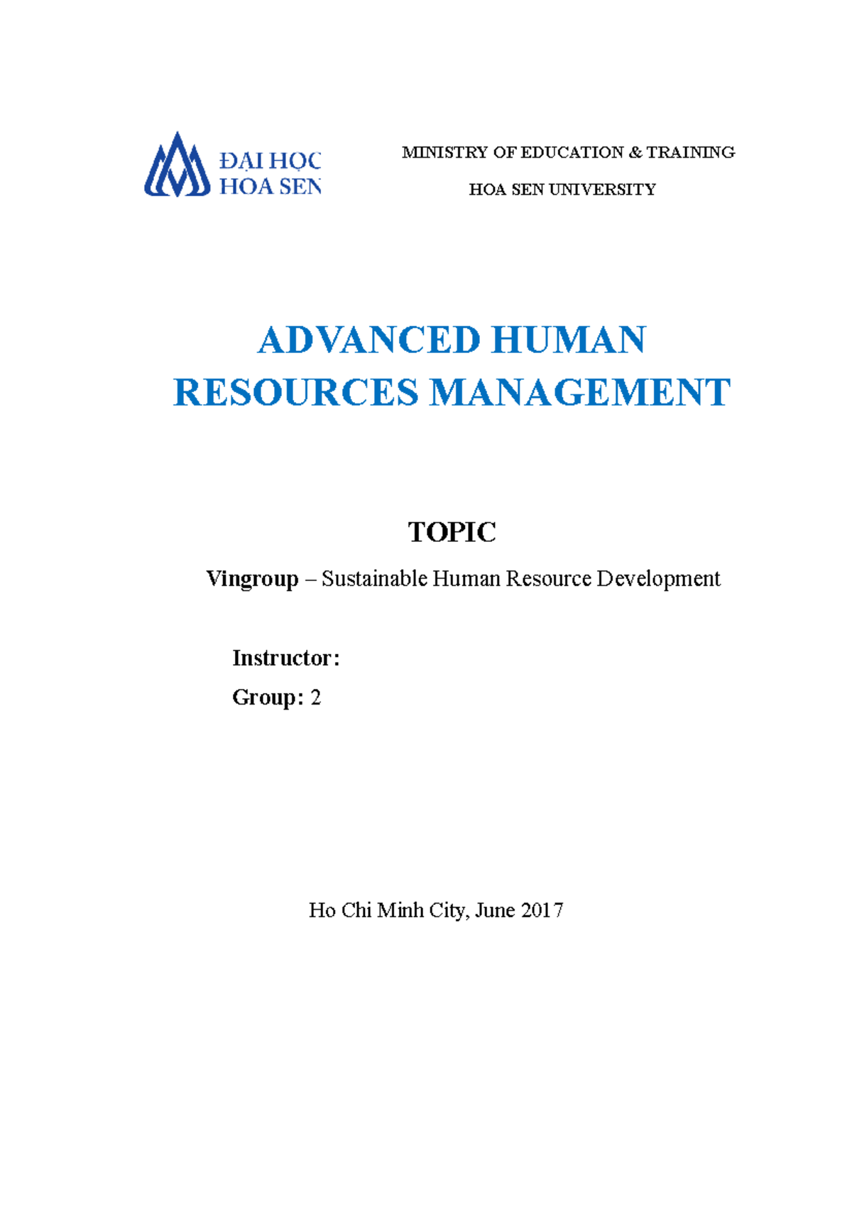 Vingroup – Sustainable Human Resource Development - MINISTRY OF ...