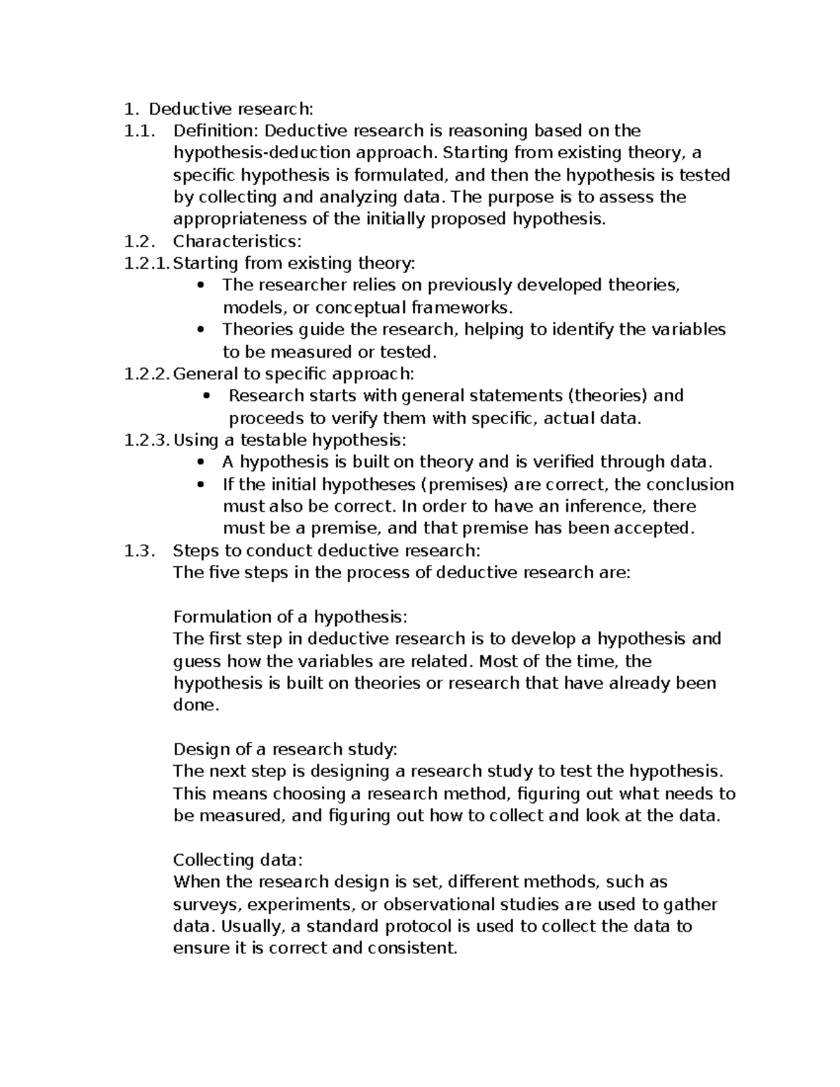 Deductive research - 1. Deductive research: 1. Definition: Deductive ...